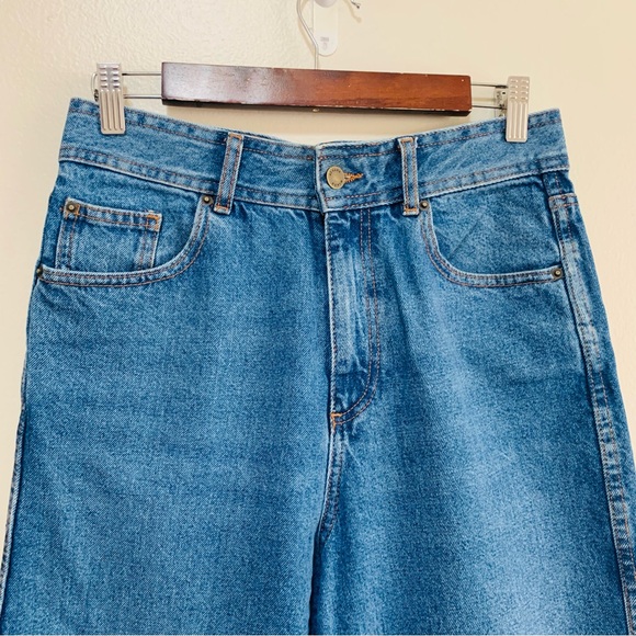 Sezane Denim Ankle Raw Hem Wide Leg Blue Jeans size 38 - Picture 4 of 9
